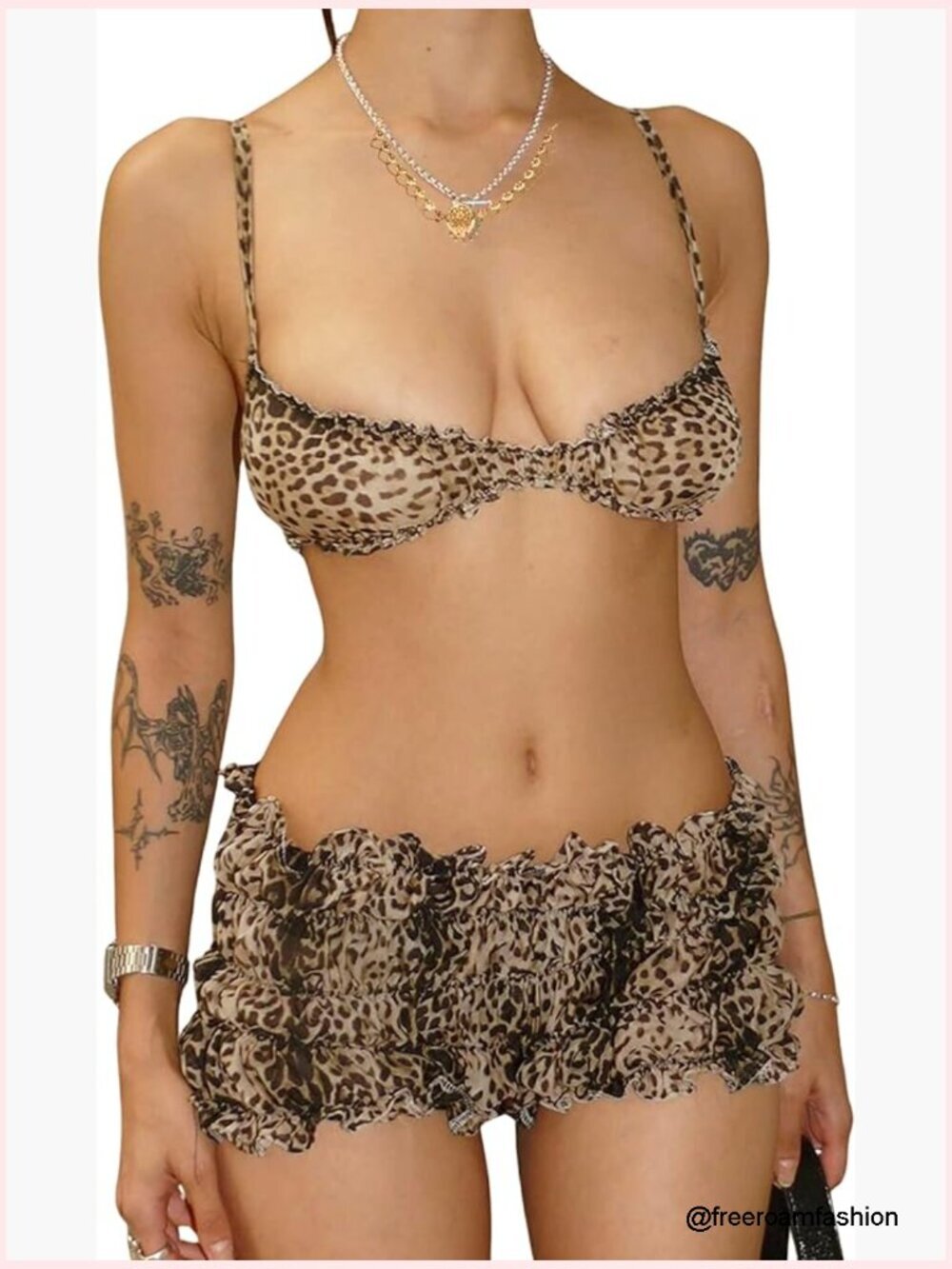 Adjustable Strap Bra Top and Ruffle Shorts Set, Lightweight Summer Outfit